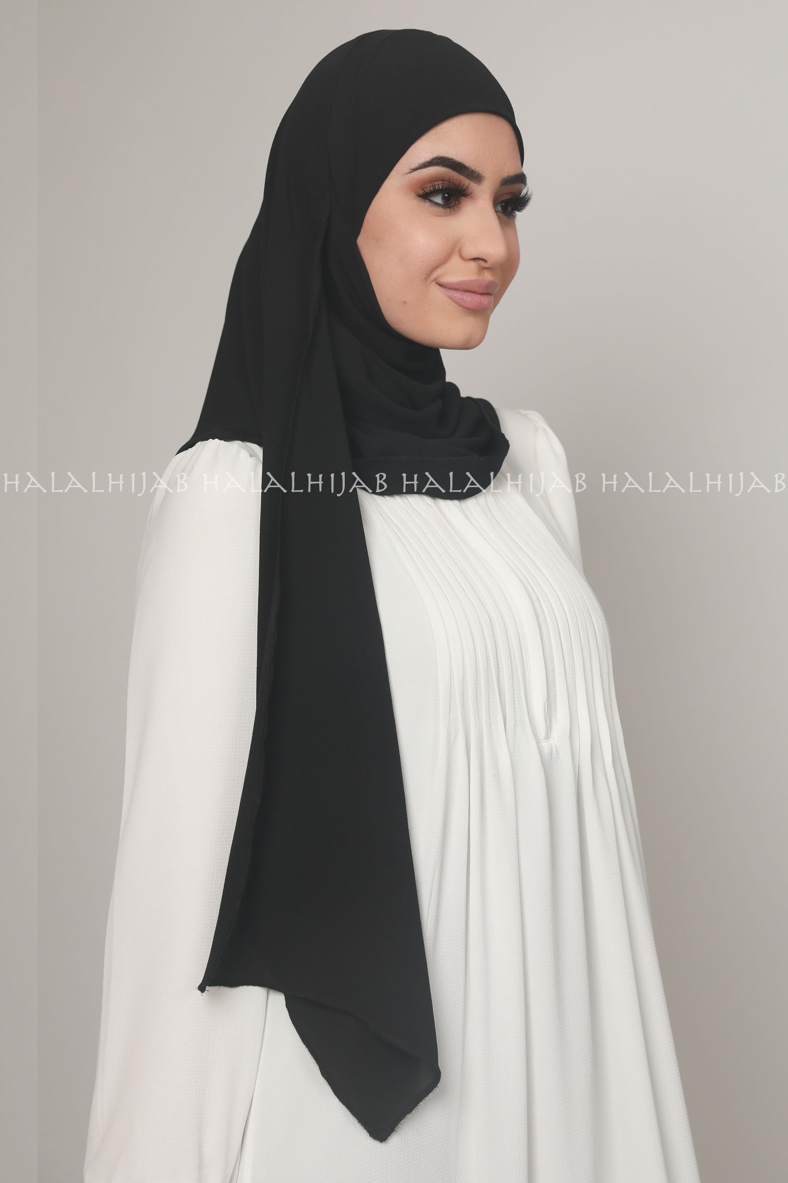 Black Instant Chiffon Hijab
