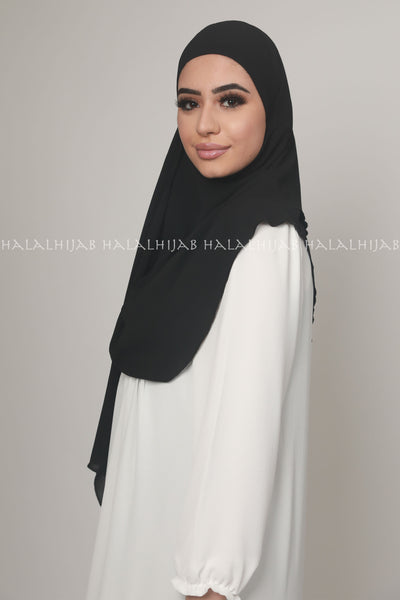 Black Chiffon Georgette Instant Pin-Free Multi Style Hijab