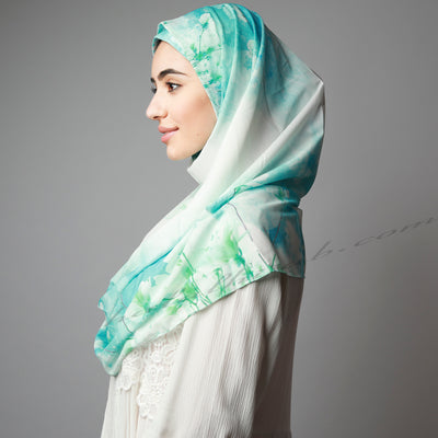 Blue green Cherry Blossom  Hijab, Hijab Women, Hijab House, HIjab Australia,Hijab style, Hijab fashion, How to wear Hijab, Haute, Hijab House