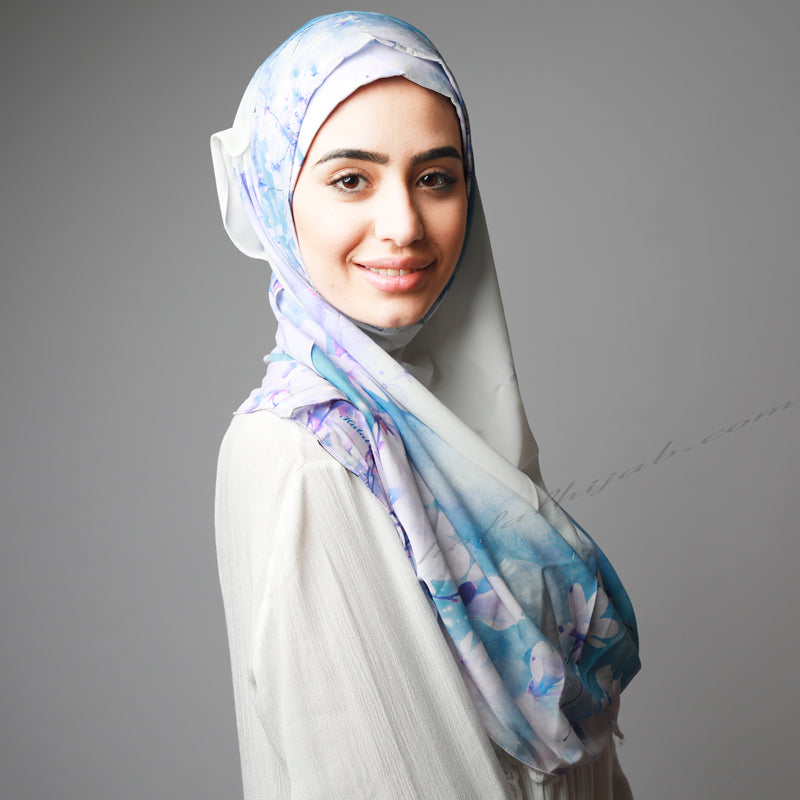 Hijab Women, Hijab House,Blue purple floral instant print Hijab, Hijab online  Australia,Hijab style, Hijab fashion, How to wear Hijab? Haute