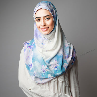 Hijab Women, Hijab House,Blue purple floral instant print Hijab, Hijab online  Australia,Hijab style, Hijab fashion, How to wear Hijab? Haute
