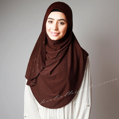 Dark Chocolate Sequinned Dotted party Hijab, Hijab online  Australia,Hijab style, Hijab fashion, How to wear Hijab? Haute,Hijab Women,  Halal Hijab House, Hijab