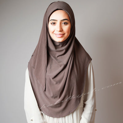 Sandalwood Taupe Coffee Stretchy Instant Plain Hijab