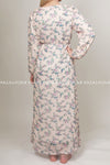 Pink Blue Floral Printed Islamic Clothing