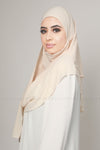 Light Cream Beige Instant Chiffon Hijab