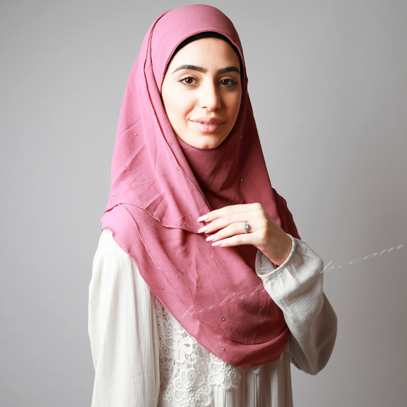 Dark Dusty pink chiffon crystallised instant Hijab, Hijab online  Australia,Hijab style, Hijab fashion, How to wear Hijab? Haute,Hijab Women,  Halal Hijab House, Chiffon Hijab online