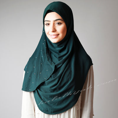 Dark Bottle green Crystallised stretchy Hijab, Hijab online  Australia,Hijab style, Hijab fashion, How to wear Hijab? Haute,Hijab Women,  Halal Hijab House, Hijab
