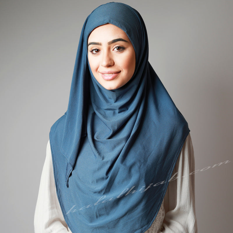 Denim Blue Pin-Free Stretchy Instant Plain Hijab