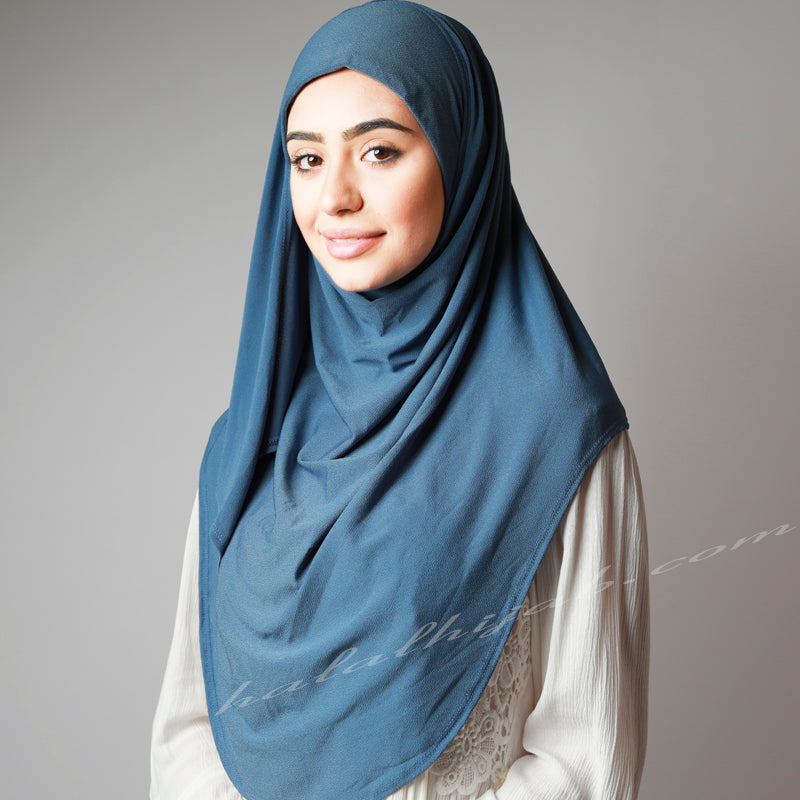 Denim Blue Pin-Free Stretchy Instant Plain Hijab