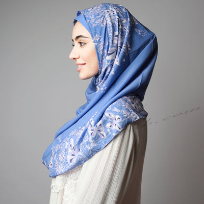 Hijab Australia,Hijab Women, Hijab House,Blue print bright gorgeous Hijab, Hijab style, Hijab fashion, How to wear Hijab? Haute