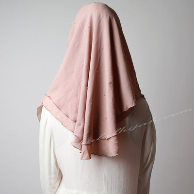 Dusty Rose Gold Chiffon Crystallised Instant Hijab