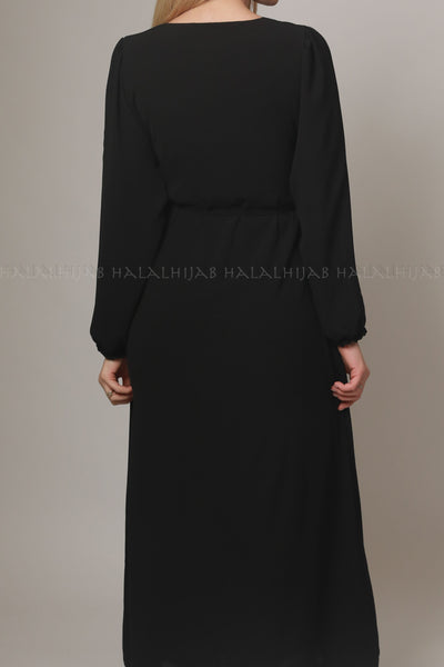 Black Georgette Full Sleeve Long Dress