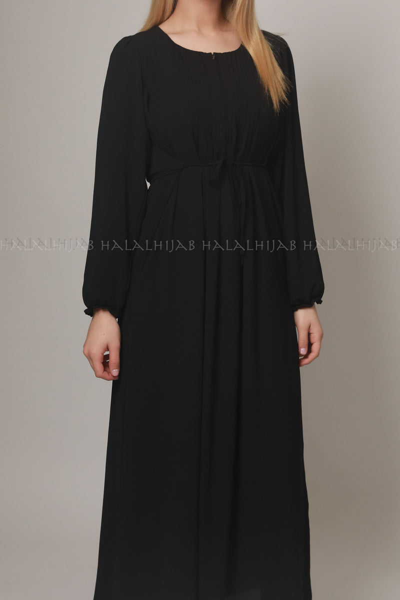 Black Georgette Full Sleeve Long Dress