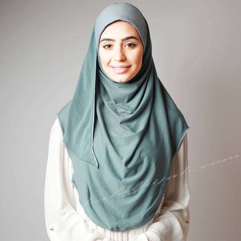 Dusty Ocean Pale Blue Stretchy Instant Hijab