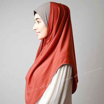 Matte Vivid Dark Orange Coffee Contrast Instant Hijab