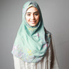 Mint Pastel Green Printed Elegant Instant Hijab