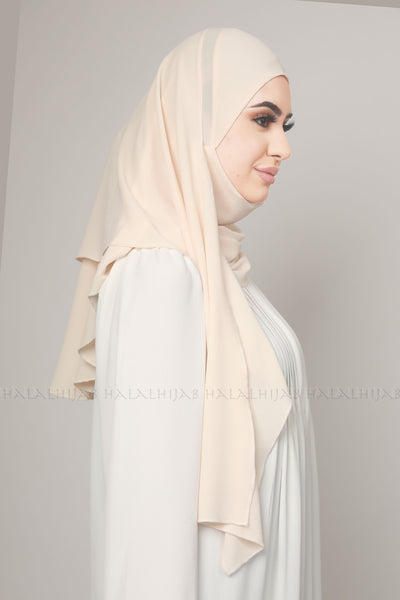 Light Cream Beige Instant Chiffon Hijab