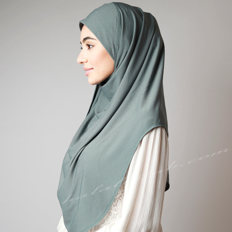 Dusty Light Pale Olive Pin-Free Stretchy Instant Plain Hijab