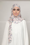 Pink Floral Chiffon Inner-Free Pin-Free Multi Style Hijab