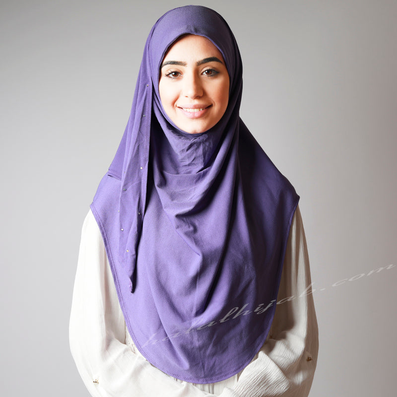 Jacaranda Violet Crystal Dotted Stretchy Party Hijab