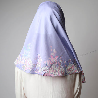 Violet Pink Border Print Gorgeous Two Piece Instant Hijab