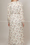 Ivory White Red Floral Islamic Dress